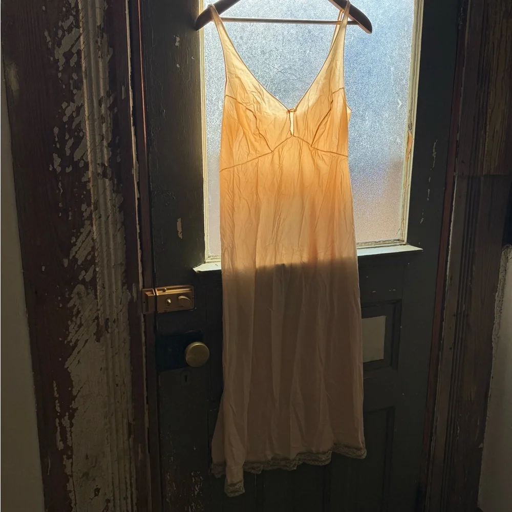 Delicate Slip Dress with button detail- Cream - Picture 4 of 7